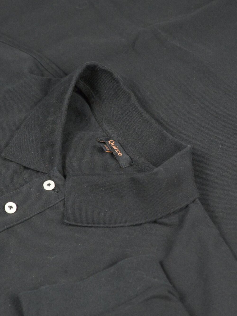 Quince Organic Cotton Long Sleeve Pique Polo Shirt Black XXL EUC